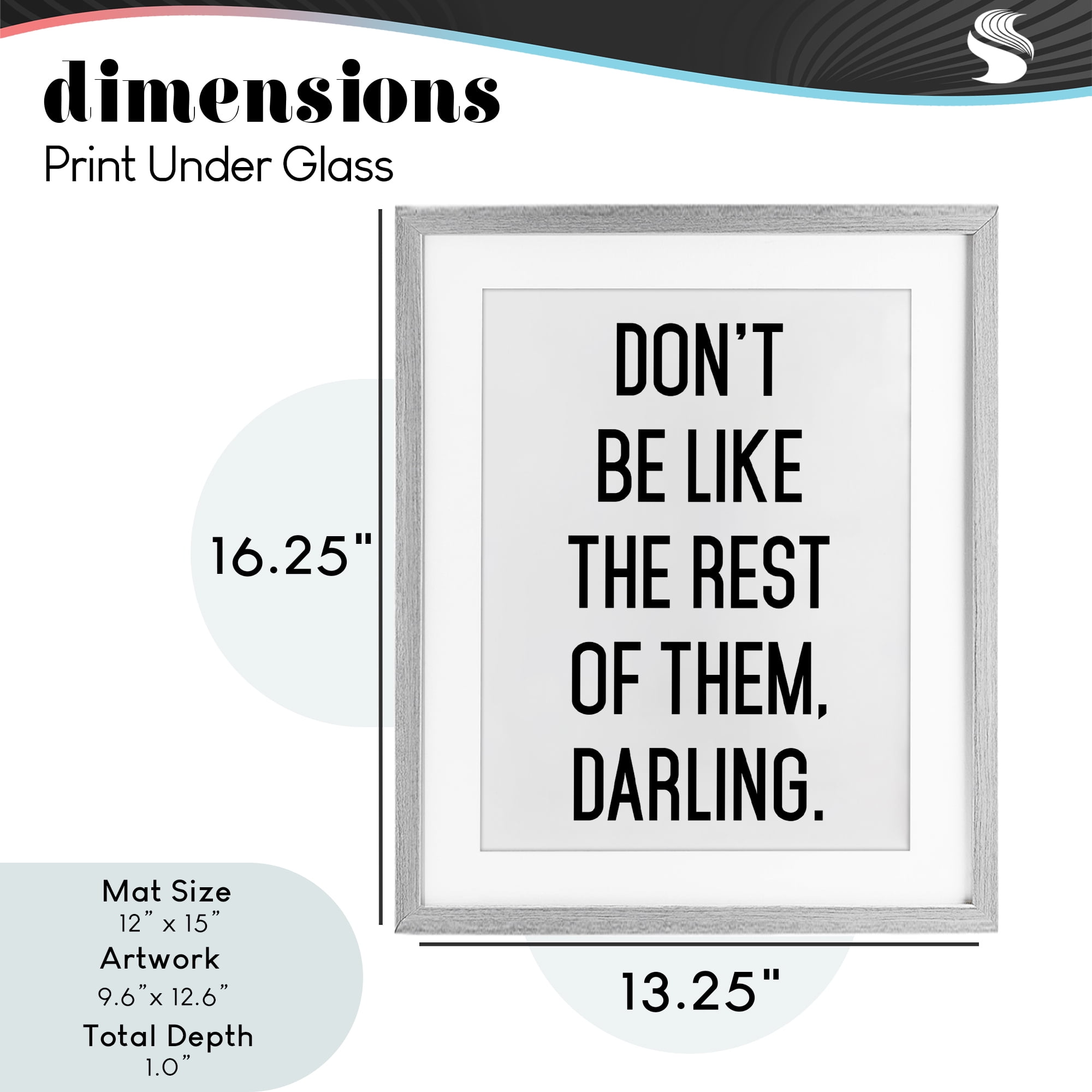 Don't Be Like The Rest Of Them Gray Framed Print Under Glass, design by Lettered and Lined
