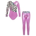 thumbnail image 2 of iiniim Kids Girls 2 Piece Gymnastics Outfits Shiny Long Sleeve Leotards with Athletic Leggings Set Dance Tracksuit, 2 of 7