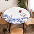 thumbnail image 5 of Blue Flower Floral Elastic Fitted Round Table Cover Butterfly Branch Leaves Waterproof Outdoor Tablecloth for Holiday Party, Picnic, Patio & Dining Fits Tables Up to 45"-54", 5 of 8