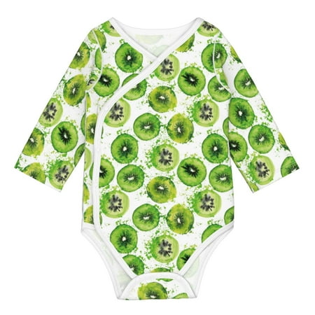 

Gaeub Green Kiwi Unisex Babies Long-Sleeve Bodysuit 100% Organic Cotton-3 Months
