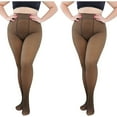 thumbnail image 2 of 2 Pairs Women's Thermal Fleece Lined Tights, Opaque Stockings Pantyhose Extra Warm Winter Leggings, Plus Size Large Tights for Daily Wear and Casual Outfits - Black+Black, 2 of 9