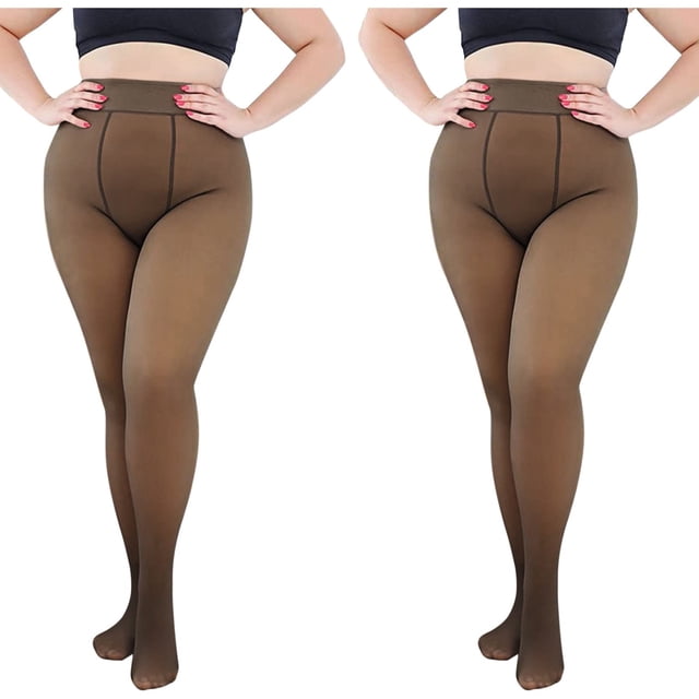 Dsscvnef Collants 2 Paires de Bas Résille pour Femmes Grande Taille 80G Collants Transparents pour Femmes Motif Grande Taille Collants Résille