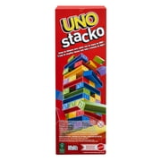 UNO Stacko Game for Kids & Family with 45 Colored Stacking Blocks & Tray for Game Nights & Parties