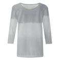 thumbnail image 4 of QLEICOM Women's 3/4 Sleeves T Shirts Baggy Casual Blouse Tops Shirt for Women Fall Henley Crew Neck Holiday Tie Dye Gradient Color Block Tunic Loose Casual Tee Tops Gray XXL, 4 of 5