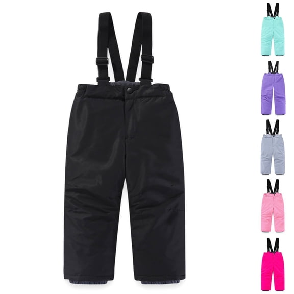 Husipze Kids Ski Overalls Snow Toddler Ski Pants Insulated Snowboard Pants with Adjustable Straps Winter Snow Bibs Black 3-4Years