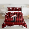 thumbnail image 2 of Homewish Christmas Monogrammed J Queen Comforter Set for Kids, Winter Snowflake Bedding Sets, Black Red Buffalo Plaid Reversible Bedding Comforter Set, Super Cozy Room Decor, 3pcs, 2 of 8