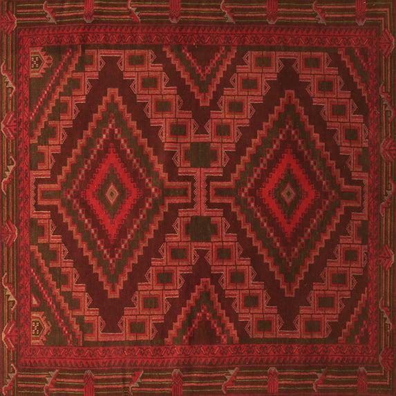 Ahgly Company Indoor Square Persian Orange Traditional Area Rugs, 7' Square