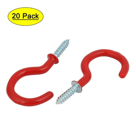 

Uxcell 1-1/4 Inch Plastic Coated Screw-in Open Cup Ceiling Hooks Hangers Red 20pcs