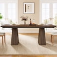 thumbnail image 4 of Finmind 63 inch Farmhouse Dining Table for 4-6 People, Modern Wooden Rectangular Kitchen Table for Dining Room, Kitchen, Rustic Brown, 4 of 7