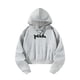 thumbnail image 4 of Sudadera con capucha recortada Sudaderas con capucha deportivas Letras negras Gris Elegante con cordón S, 4 of 8