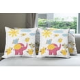 thumbnail image 6 of Ambesonne Cartoon Throw Pillow Cover 4 Pack, Colorful Birds, 18", Pale Blue Marigold Pink, 6 of 7