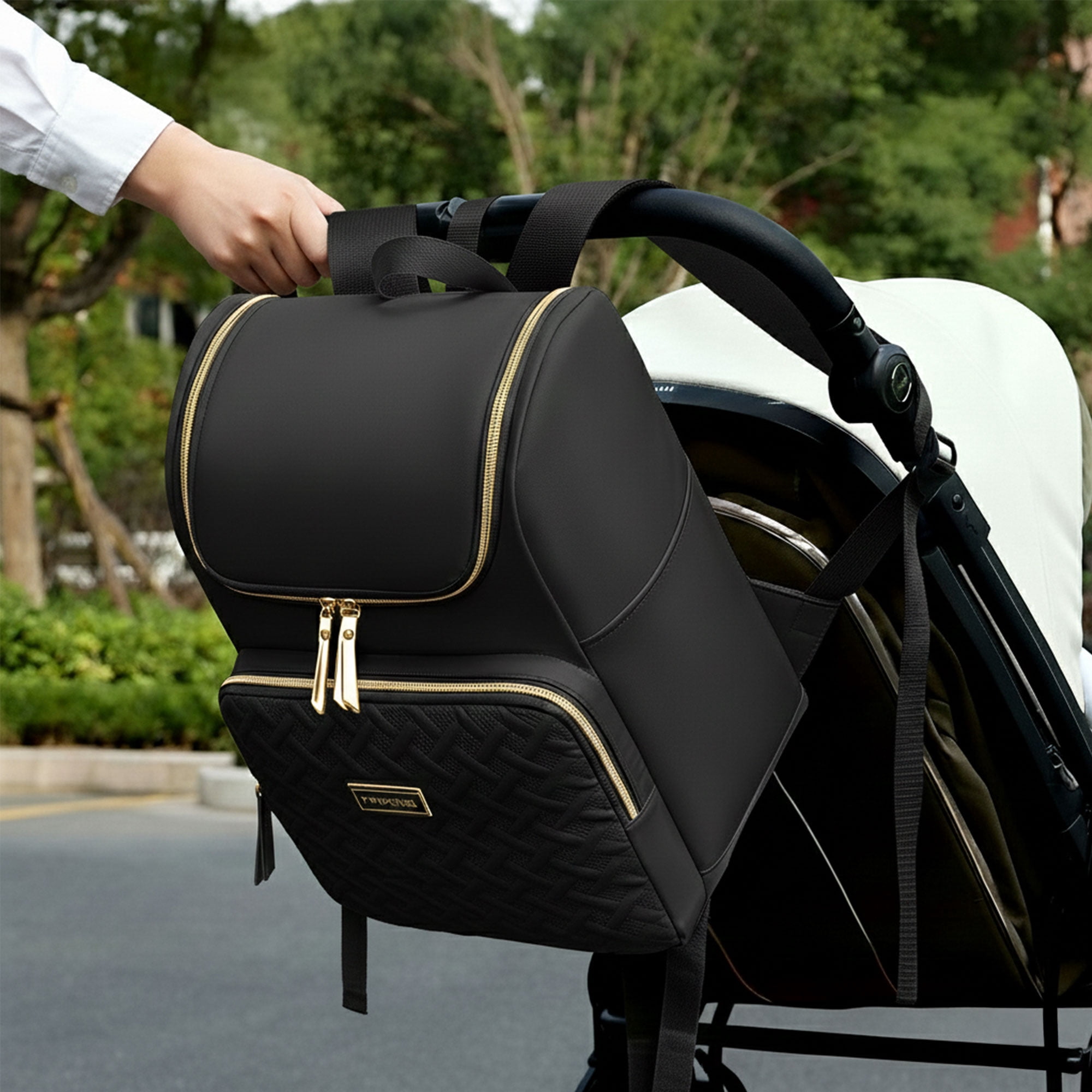 DEFAHN Diaper Backpack, 2 Thermal Pockets + Side Holders, 20L Simple Open Design,0.9lb Baby Bag for Travel & Daily Use(Black)