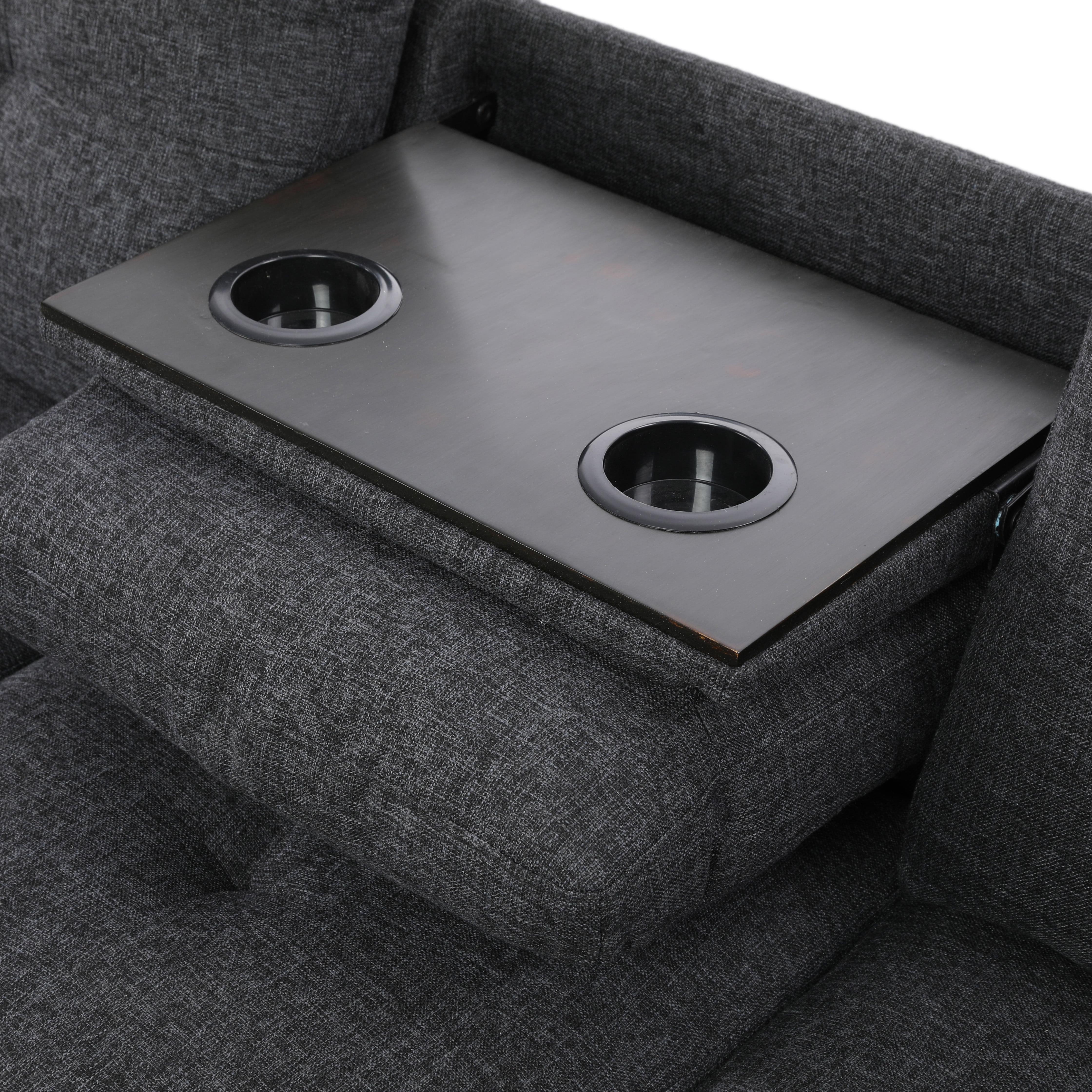 L Shaped Sectional Couches, Modular Corner Sofa with Cup Holder Lounge Sofa with Right Chaise for Living Room, Black