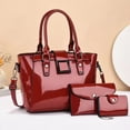 thumbnail image 2 of Bolsos de mano y carteras de cuero brillante para mujer, bolsos de mano cruzados de lujo, conjunto de 3 piezas, bolso de mano para mujer, bolso de hombro, 2 of 5