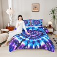 thumbnail image 4 of Manfei Trippy Watercolor 3-Piece Full Size Comforter Sets,Blue Purple Bedding Comforter Set,Tie Dye Lightweight Bedding Sets,Breathable Abstract Home Decor,Reversible, 4 of 8