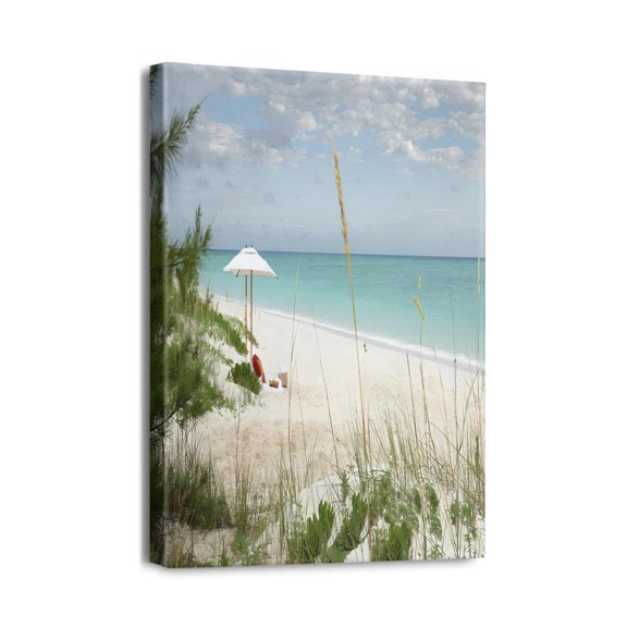 Beach Theme Wall Decorations Modern 12''x16'' Pictures for Bathrooms, Seacoast Framed Canvas for Bedroom & Kitchen, Home Coastal Ocean Artwork