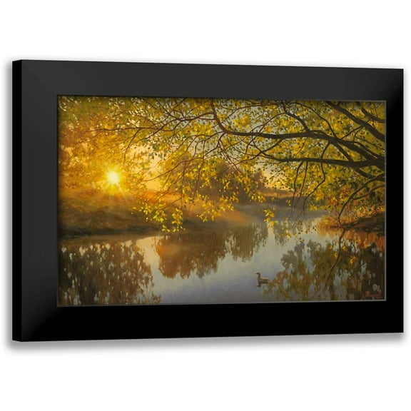 Adamov, Alexey 14x10 Black Modern Framed Museum Art Print Titled - Sunrise above the River