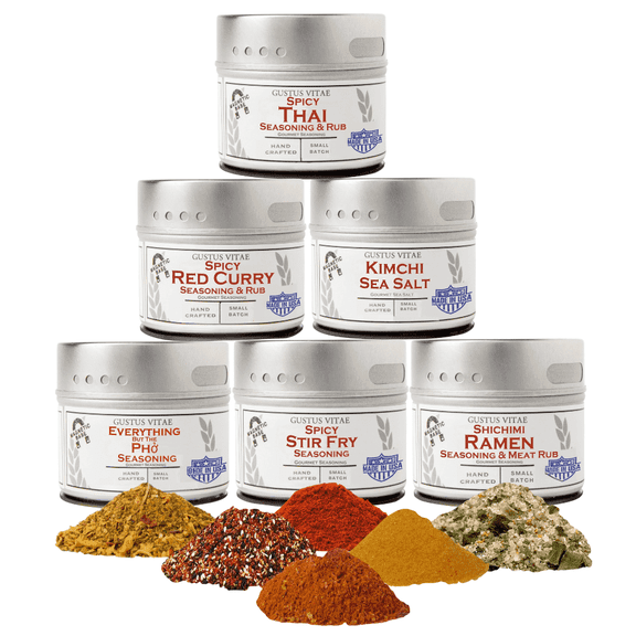 Asian Seasonings Gift Set - Tastes of Asia - Artisanal Spice Blends Six Pack  | Gustus Vitae