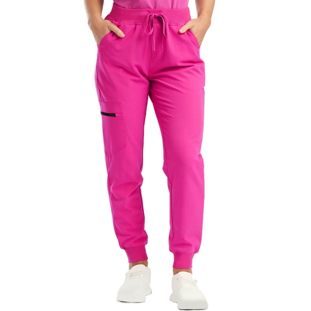RXIRUCGD Women's High Waisted Drawstring Wide Leg Ankle Strap With Pocket Work Pants, Hot Pink, Size: S