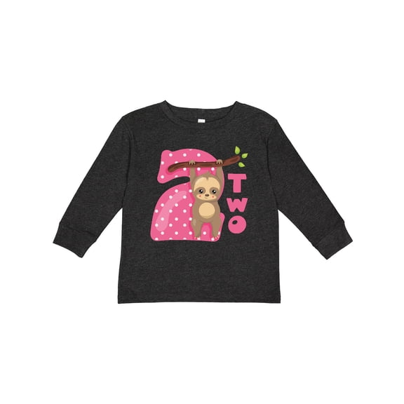 Inktastic Pink Sloth 2nd Birthday Girls Long Sleeve Toddler T-Shirt