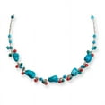 thumbnail image 2 of 925 Sterling Silver Dyed Howlite, Turquoise, Red Coral Necklace 16 Inch, 2 of 3