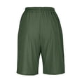 thumbnail image 6 of RYRJJ Bermuda Shorts for Women Wide Leg Cotton Linen Knee Length Summer Casual Long Shorts Loose High Waisted Short with Pockets(Green,M), 6 of 6