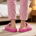 thumbnail image 2 of BERANMEY Women Plush House Slippers Soft Warm Cozy Slippers for Womens Mnes Striped Slide House Slippers Anti-Slip Thick Sole Winter Indoor Bedroom Home Shoes, 2 of 9