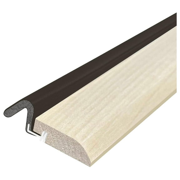 Door Stop Set with Weatherstrip - 2x 84" & 1x 37" Poplar Wood Door Stops with Brown Q-LON - Energy Saving Door Seal Kit - Made in USA