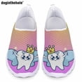 thumbnail image 1 of Zapatos planos informales con estampado de dientes de dibujos animados de Doginthehole para mujer, zapatos de malla transpirables y sin cordones, cómodos y livianos para enfermera, 1 of 5