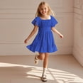 thumbnail image 6 of AUNVITO Girls Summer Tie Back Dress Back Bow Ruffle Sleeve Swing Hem Dress Party Princess Outfit, 6 of 9