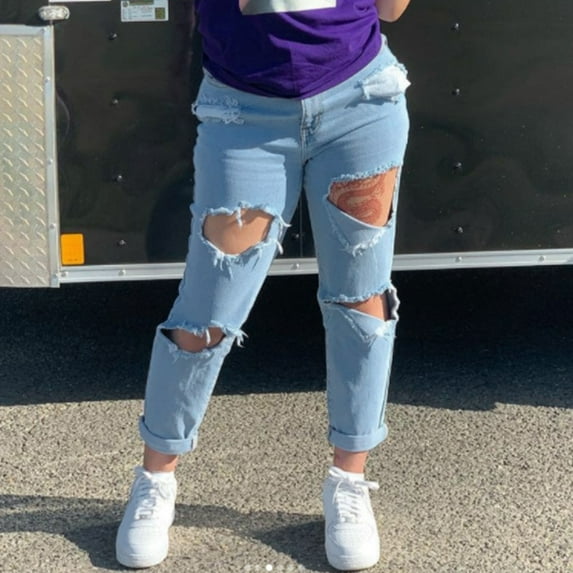 Aayomet Women Jeans Skinny Women's High Waisted Mom Jeans,Light Blue XXL