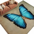 thumbnail image 2 of 5x7 Washable Area Rug, Blue Butterfly Non-Slip Large Rectangle Rug for Living Room Bedroom, Vintage Brown Retro Bug Farm Indoor Floor Mat for Home Decor, 2 of 9