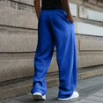 thumbnail image 3 of Havenx Men's Fleece Baggy SweatpantsMen Straight Wide Leg Drawstring Jogger Pants with Pockets Elastic Waist Open Bottom Sweatpants Lightweight Gym Lounge Soft Fall Winter Streetwear,Blue L, 3 of 5