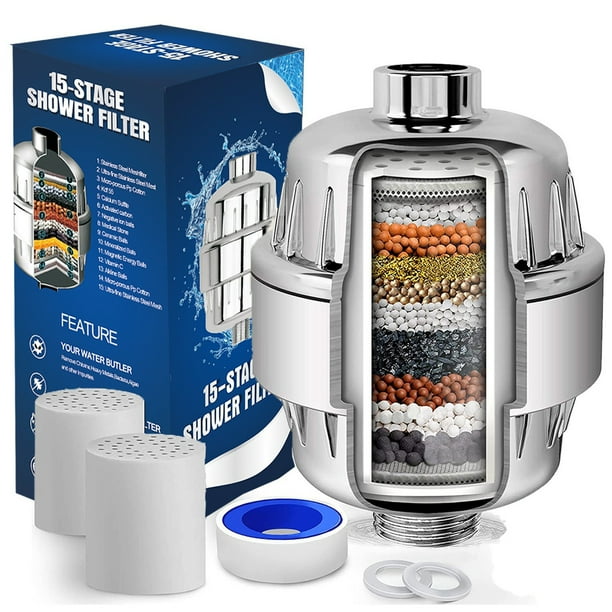 Cartucho purificador de agua dura suavizante de filtro de cabezal de ducha de 15 etapas BmatwkZeng Bmatwk Cartucho purificador de agua dura suavizante de filtro de cabezal de ducha de 15 etapas