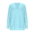 thumbnail image 2 of Jalioing V Neck Sweatshirt for Women Trendy Loose Solid Long Sleeve Pullover Shirt Spring Fall Fashion Tops, 2 of 9