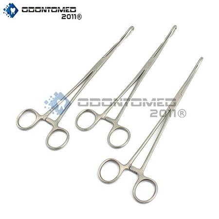 Curved Smooth Jaws - Odontomed2011® 3 Pcs Stainless Steel Sponge Holding Forceps 9.5