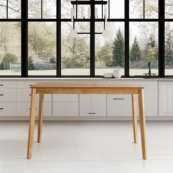 Kithkasa 47 in Rectangular Dining Table, Natural Farmhouse Dining Table, Wood Breakfast Nook Table and Kitchen Table with Rubberwood Legs