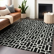 Addison Rugs Chantille Indoor/Outdoor Transitional Geometric Black Washable Rectangle Rug, 8' x 10'