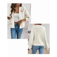 thumbnail image 6 of Women'S Cropped Cardigan Long-Sleeved Sweaters Boho Crochet Floral Embroidery Oversized Open Front Knit Outwear White XL, 6 of 9