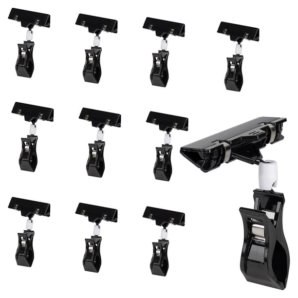 30 clips de plástico para etiquetas de precio, clips giratorios para etiquetas de precio.