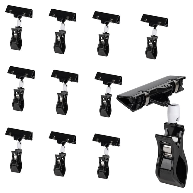30 clips de plástico para etiquetas de precio, clips giratorios para etiquetas de precio.