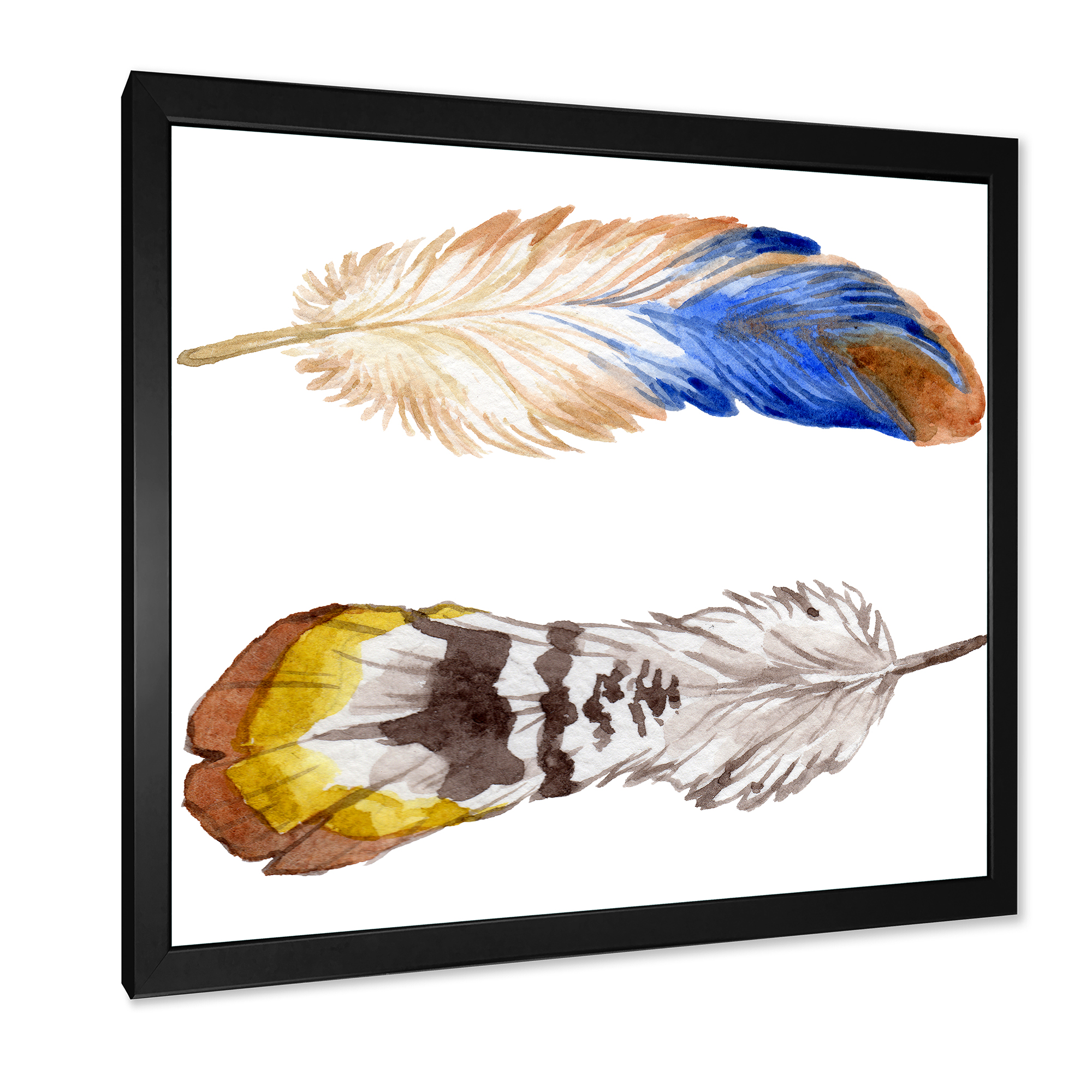 Designart 'Colourful Boho Art Feather Set III' Bohemian & Eclectic Framed Art Print