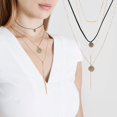 thumbnail image 3 of Uds. Collar de aleación de terciopelo de múltiples capas, collar con colgante de círculo redondo, joyería, 3 of 5