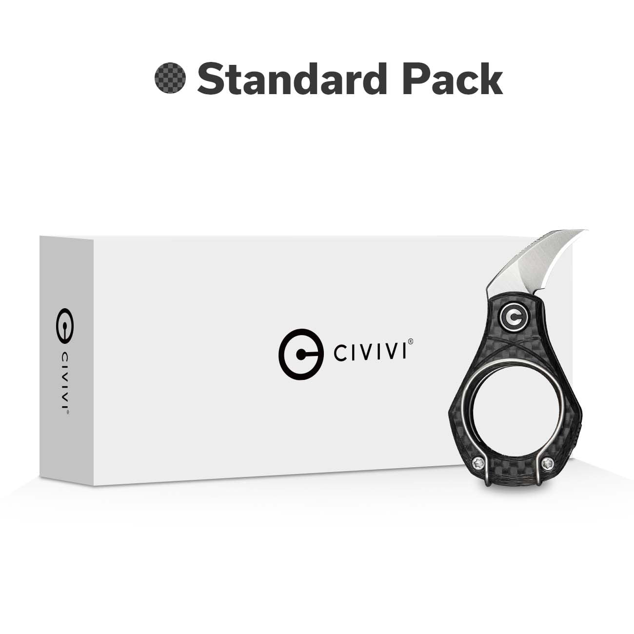 CIVIVI Pyrus Mini Folding Utility Knife, Compact Keychain Box Cutter with 14C28N Blade Carbon Fiber Ringed Handle C23038-3
