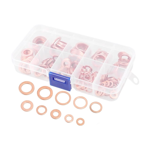 1 Set Copper Washer Oil Drain Plug Copper Sealing Washers Copper Washer Assortment Washer Seal Oil Plug Washer Flat Washer Assortment Oil Plug Washer Rose Gold