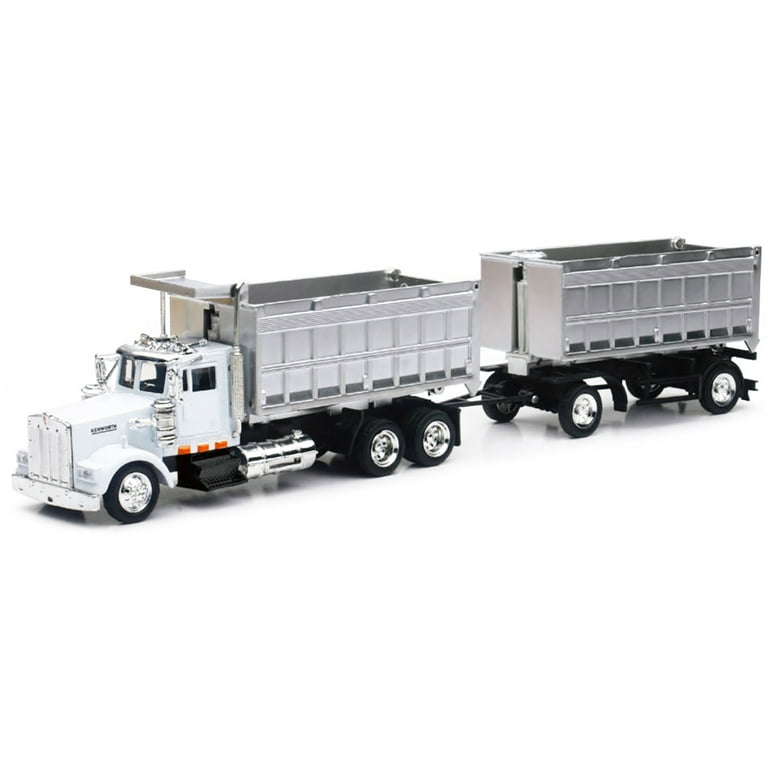 Kenworth W900 Dump Truck with Twin Dump Body White and