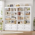 thumbnail image 2 of Homfa Double Row 6 Tier Bookcases, 71 in Tall Bookcase Bookshelf with 4 Drawers and 8 Display Cubicles, for Home Office Living Room, White, 2 of 7