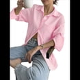 thumbnail image 2 of Camisas de Mujer con Botones, Camisas Formales A Rayas, Mangas Largas, Solapas, Camisas de Oficina, Blusas Polvo de L, 2 of 7