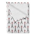 thumbnail image 2 of Eiffel Soft Flannel Fleece Blanket, Classical Towers with Bowties Sketch Art Style Tourist Attraction Travel Theme, Cozy Plush for Indoor and Outdoor Use, 50" x 60", Ruby Black White, by Ambesonne, 2 of 5