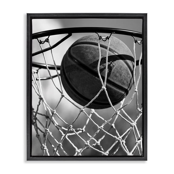 Stupell Industries Eclectic Winning Basket Shot Black Floating Frame Canvas Art, 17 x 21, by Marcus Prime